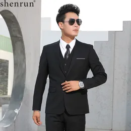 Męskie garnitury Blazers Shenrun Men Slim Business Formal Casual Classic Suit Partię Prai PROM Single Beded Kolor czarny szary granatowy 230818