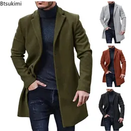 Herren Wolle Mischungen Herbst Winter Winter Longsleeve Revers SingleBreastted Jacket