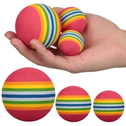 Dog Toys Tuggar Färgglada husdjur Toy Balls Rainbow Foam Ball Interactive Cat Chewing Rattle Scratch Natural Training Supplies 230818