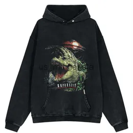 Erkek Hoodies Sweatshirts Cooocoll666 Hoodies Erkekler İçin Timsah Baskı Vintage Eski Kış Külver Sıcak Tutun Sıcak Çoklu Yüksek Sokak Niş Stili UNIS J230818