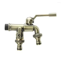 Bathroom Sink Faucets Outdoor Antifreeze Faucte Garden Faucet Bronze Bibcock One Input Two Output Multifunctional Car Wash Gold Tap