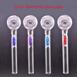 Wholesale 12cm Thick heady glass oil burner pipe mix colorful diamond decorative glass hand smoking tube nails pipe
