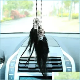 Interior Decorations Feather Dream Catcher Car Pendant Ornaments Exquisite Rearview Mirror Decoration Styling Accessories Drop Deliver Dhzci