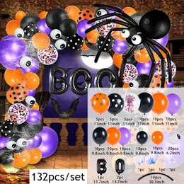 Andra evenemangsfestleveranser Halloween Balloons Garland Arch Kit Bat Spider Skeleton Foil Home Decor Black Orange Latex Air Globos 230818