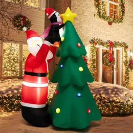 6 피트 팽창 식 크리스마스 트리 산타 클로스 w/ LED 공기 송풍기