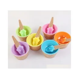 Мороженое инструменты детские чашки чашки для пары для пары подарки подарки десерт -контейнер с Spoon Kids Gift Suppl