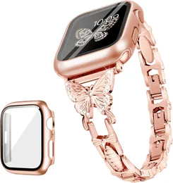Delihgtor متوافق مع Series 8 7 Apple Watch Band 45mm+Rose Gold Case خفيفة الوزن للنساء Iwatch Series 8 7 (Rose Gold)