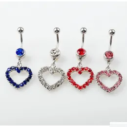 Navel Bell Button Rings 4 Colors Heart Style Belly Body Piercing Jewelry Dangle Accessories Fashion Charms 10Pcs Lot Jfb 3245 D6Ey Otgkv