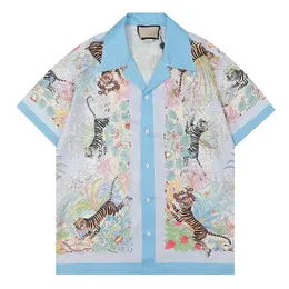 디자이너 셔츠 남성 Tiger Bowling Poloshirt Floral Casual Shirt Mens Slim Fit Short Sleeve Hawaiian Shirt M-XXXL