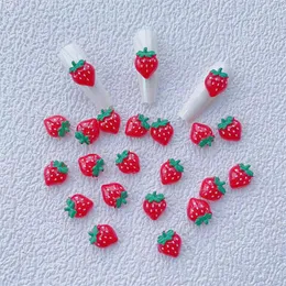 Nail Art Decorations 20Pcs Cute Strawberry Flatback Resin Charms Fruit Cherry Shaped 3D Gemstones For Decorat Accessories