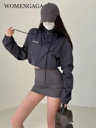 Kadın Ceketleri Kadın Boyun Boyun Fermuar Çizme Bel Gevşek Uzun Kollu Kısa İş Pizek Ceket Üst Seksi Kore 5DXC 230818