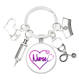 Key Rings Cute Medical Keychain With Love Heart Ring Fashion Jewelry Thanksgiving Gift Holder For Nurse And Doctor Chains Drop Deliver Smtvd