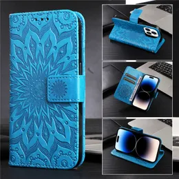 Rope Flip Flower Phone Case for iPhone 15 14 13 Pro Max Samsung Galaxy S22 S23 Ultra A24 A25 A33 A53 A73 A54 5G A34 A23 A23E A23S A04E Slim 3 Card Slots Leather Wallet Shell