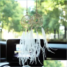 Interiördekorationer Feather Dream Catcher Wind Chimes Decoration Car Pendant Charms bakspegel