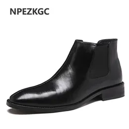 BOTAS AUTOMN WINTRO HOMEN FLELSEA CHELEATH CASual Shoes Masculino British Style Slipon Vestido de noiva BOOT CURTO PARA MAN 230818