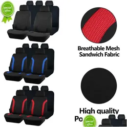 Car Seat Covers Upgrade Breathable Switch Mesh Er Polyester Cloth Size Sporty Design Fl Set Fit For Most Suv Truck Drop Delivery Mob Dh8Vw