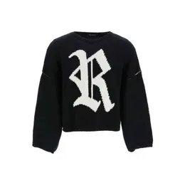 Men's Sweaters RTIM RAF Silhouette Letter Short Wide Round Neck Sweater OS Version High Street Small Fashion Wool Knit