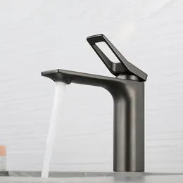 Bathroom Sink Faucets Modern Basin Faucet Chrome Black Grey Vessel Tap Deck Mounted Mixer & Cold Water Lavotory