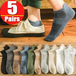 Skarpetki męskie 10pcs 5 Papier dla mężczyzn Casual Cotton Kids Summer Absorbing Boat Sock Sock Solid Kolor Sports Short