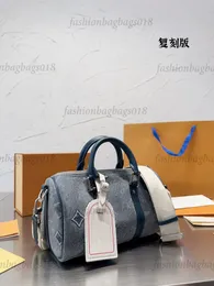 Keepall Tote Bag Nano Lavado Denim Monogramas Bolsa De Ombro De Couro Luxurys Designer Crossbody City Bag Pequena Duffel Bag Top Handles Hand-Bag