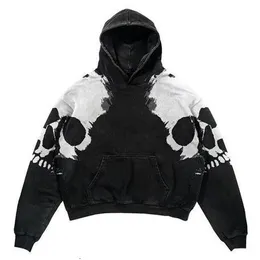 Herren Hoodies Sweatshirts großer Schädel Y2K Harajuku Street Retro Print Trend Pullover loser Kapuzenpullover Loose Herbstpaar Jacke Ins Style 230818
