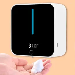 Liquid Soap Dispenser Automatic Intelligent Induction Hand Washer LED Temperature Display Wall-mounted Foam