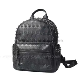 Designer Bag Backpack Style Annmouler Brand Designer Unisex Black Skeleton Daypack Punk Rivet School Bag Högkvalitativ resor Backpackstylishhandbagsstore