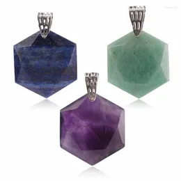 펜던트 목걸이 Reiki Natural Stones Pendants 육각형 스타 석영 반부 녹색 아벤투린 자수정 치유 크리스탈 틀리를 만드는 매력