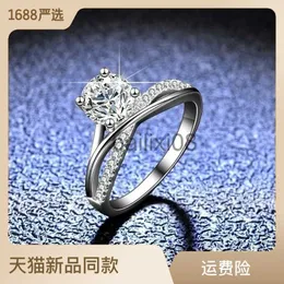 Bandringe D-Color Mosang Diamond Ring für Frauen 925 Sterling Silver One Star River vier Klauenklassiker J230819