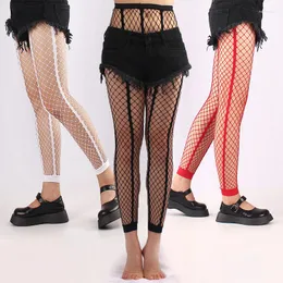 Kadınlar çorap geniş çizgili külotlu çorap orta büyük net dokuz nokta taytlar balık ağ iç çamaşırı seksi kadın legging bodystockings siyah beyaz kırmızı