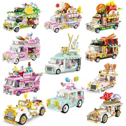 Lepin Car Build Model Kit Ice Cream Toy View City Build Block Chining Car Mini Building Builds Barbie Auto Food Snacks Shop Lepin Brick Toy for Girl Snack Bar