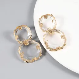 Kolczyki Dangle Dvacaman Przezroczysty akryl krystaliczny podwójny runda dla kobiet przezroczyste geometryczne akcesoria biżuterii mody