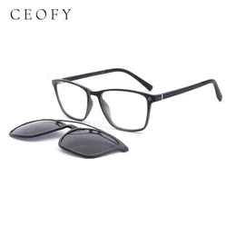 أزياء النظارات الشمسية إطارات Ceofy Men Eyeglasses Frames Clip على النظارات الشمسية المستقطبة قصر النظر البصري تصميم العلامة التجارية مزدوجة شعاع الأزياء الإطار CD6827 230818