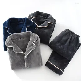 Sleep abbigliamento maschile 2pc zecche inverno flanella uomo set di pantaloni a maniche lon calde termali pantaloni omewear maschi