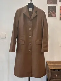 Kadın Trençkotları Tasarımcı Retro Lapel Tek Kesin Kruvazeli Gevşek Düz Bacak Uzun Deri Ceket Sonbahar Moda Lüks