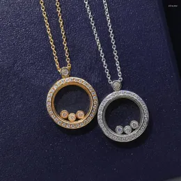 Pendant Necklaces Austyn Fashion Romantic Round Transparent Glass Necklace Women's A Zircon Activity Beads Luxury Wedding Accessories