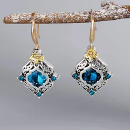 Brincos de bronzeado Blue Crystal Zircon Drop Personalidade Gancho de liga de zinco para mulheres Presente de aniversário de casamento