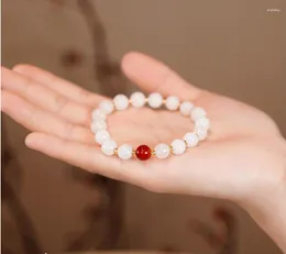 Charm Armband Pure Silver White Jade Red Agate Pärledarmband Kvinna 2023 Fashion, dvs ljus lyxiga temperamentsmycken