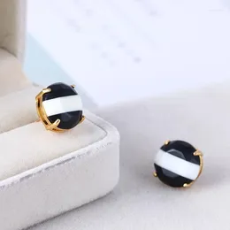 Stud Earrings European And American Fashion Accessories Wholesale Simple Smooth Black White Resin Color Matching For Wome