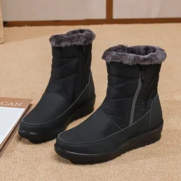 Free Shipping Waterproof New Product Snow Boots Designer Black Grey Women Winter Warm Plush Ankle Booties Front Zipper Non Slip Cotton Padded Outdoor Shoes