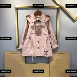 Baby Mäntel Kinderjacke Kinderjacke Outwear Frühlingskarbler Linning Kapuze Windbreaker Design Größe 110-160 cm Heißer Verkauf Feb26