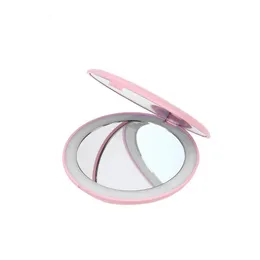 Compact Mirrors TSHOU613 LED Lighted Mini Circular Makeup Cosmetic Mirror Foldable 10X Magnifying Round Lighting Mirrors Compact Travel U2JD 230818