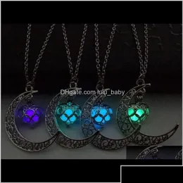 Pendant Necklaces Funique Fashion Luminous Glow In The Dark Sailor Moon For Women Heart 76Gza G4Ehn Drop Delivery Jewelry Pendants Dhwvm