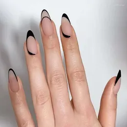 False Nails Black Matte Lines Water Droplets Nail Flesh Skin Tone Enhancement Patches European And American Wearing