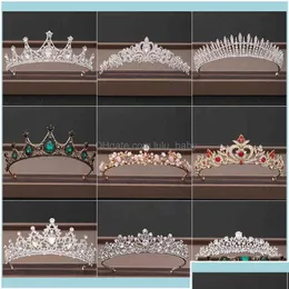 Stirnbänder Schmuckkronenschmuck Schmuck Braut Kopfstück Frau Barock Strasssteine ​​Kristall Tiaras Braut Party Kronen Haare Aessories Drop Dh4rh