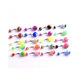 Navel Bell Button Rings Wholesale Protomtion 100Pcs Mixed Body Jewelry Set Uv Flexible Surgical Steel Resin Eyebrow Belly Lip Tong Otpka