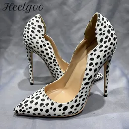 SURES Buty Heelgoo White Lopard Women Sexy Pounty Stop High Heel na spódnice projektant mody Poślizg na stiletto pompki 8 cm 10 cm 12 cm 230818