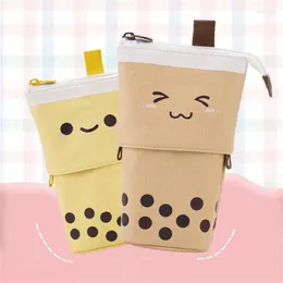 School Bags BagsScalable Pencil Case Kawaii Supplies Cases Cute Boba Milk Tea Students Big Pen Holder Christmas Gift