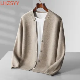 Men's Sweaters LHZSYY Cashmere Cardigan Casual StandUp Collar Tops Pure Wool Knit Coat Autumn Winter Youth Versatile Warm Men Jacket 230818