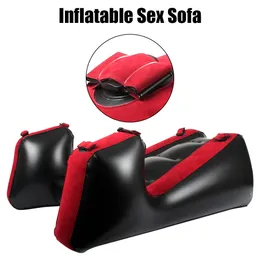 Sport Toys Sex Furniture Aid uppblåsbara med remmar som flockar PVC Vuxenspel Split Leg Sofa Mat Sex Tools For Par Women Glans Massager Sex Products